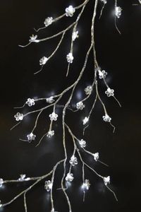Dekoratif çiçekler 3v düşük voltajlı pil gümüş akrilik söğüt çelenk 6ft bükülebilir dal ışık 60 adet led sıcak beyaz artı çiçek