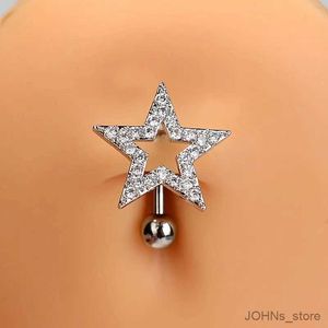 Charm 1pc Cerrahi Çelik Ters Çubuk Çubuk 14G Göbek Düğmesi Yüzük Yıldız Göbek Halkası Kristal Göbek Piercing Vücut Takı Küpe Göbek Halkaları