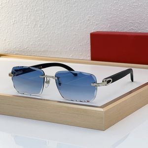 Sommer Mode Sonnenbrille Mann Frau Designer Red Sun Gläses Rahmenlosen CT0529s Schützen Sie die Augen hellblau Brillen Gold Silber Präge Manns Rahmen Lunette de Soleil