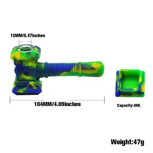 FDA Silikon Sigara Boru Duman Kiti 15mm Su Boruları Cam Kase Bitkisel Borular Silikon Tütün Tezahı Boru Boruları Yağ Dab Talimler El Kaşığı Boru