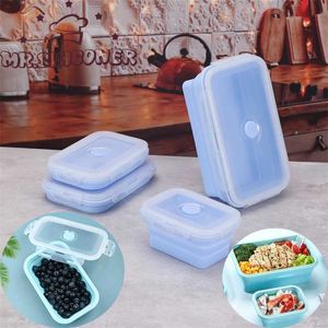 Bento Boxes 4 размер складного силиконового пищевого контейнера Портативная ланч-коробка Microsoft Home Kitchen Outdoor Storage Q240427