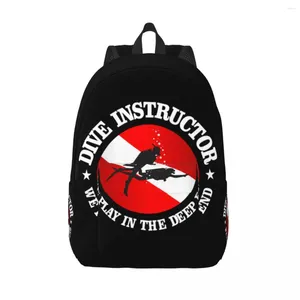 Sırt çantası özel dalış eğitmeni tuval sırt çantaları erkekler kadınlar için gündelik kitap çantası okul kolej dalış çantaları