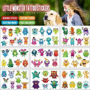 Tattoo Transfer 12 Pack Little Monster Cartoon Kids Tattoo Stickers милые смешные аниме водонепроницаемые наклейки на одноразовые татуировки 240427