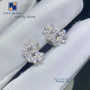 Toptan Klasik Tasarım Yuvarlak Kesim VVS Moissanite 925 STERLING Silver Moissanit Dolar Erkek Kadınlar İçin Küpe Küpe