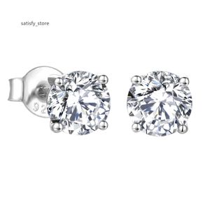 İnce Mücevher Diamond Stud Küpe VVS 1CT Buzlu Moissanit Küpeler 925 Gümüş Yüksek Kaliteli Klasik Örnek Yapımı