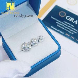 Роскошные ушные шпильки Moissanite Jewelry VVS Diamond Round 8 мм 9 мм 11 -мм стерлингового серебряного серебра 925 Серьга для женщин