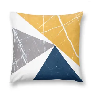 Подушка абстрактная рисунка треугольники синий / желтый серой бросок роскошной гостиная декоративная обложка S