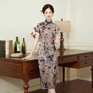 Etnik kıyafetler Yourqipao Çince geleneksel cheongsam kısa uzunluğunda kadınlar qipao gelin elbisesinin annesi 2024