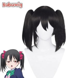 Peruklar Bubuwig sentetik saç lovelive mükemmel rüya projesi nico yazawa cosplay peruk canlı 35cm siyah at kuyruğu ısıya dayanıklı peruklar