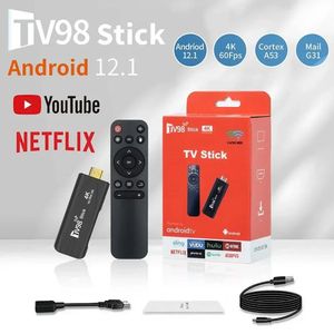 TV98 Mini TV Stick Android 12.1 4K HD 2G 16G TV Kutusu 2.4G 5G Çift WiFi Akıllı TV Kutusu H.265 Medya Oyuncu TV Alıcı Set Üst Kutusu