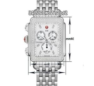 33mm Michele Signature Deco Diamond Chronógrafo Mãe de Pearl Ladies Quartz Watch7323944