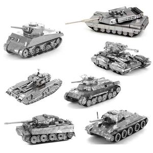 3D головоломки DIY мини -3D Металлическая модель головоломки Scorpion Tank Шеф -резервуар Sherman T34 Танк Танк Танк Компонент для взрослой игрушечный голово