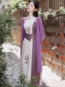 Sıradan elbiseler Çin tarzı cheongsam uzun örgü üst üstte taobao elbise