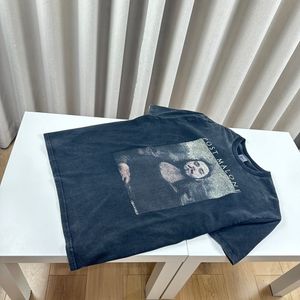 24SS Yaz Japonya Kuso Mona Lisa Yağlı Boya Baskı Yıkanmış Vintage Tee Moda Erkekler Kısa Kollu Kaykay Tshirt Kadın Giysileri Günlük Pamuk Tişörtleri 0427