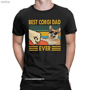 Erkek Tişörtler Erkek T-Shirt şimdiye kadarki en iyi corgi baba komik corgi sahibi serin pamuklu tişört köpek hayvan tişört yuvarlak boyun giyim hediyesi yaratıcılık