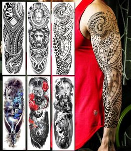 Baofuli Full Arm Men Men Women Themary Tattoo Sticker Black Long Maori Тотем поддельные татуировки Body Art Водонепроницаемы