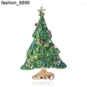 Broşlar kar yağışı Noel ağacı kadın erkekler parlayan rhinestone broş pimleri yıl hediyeler