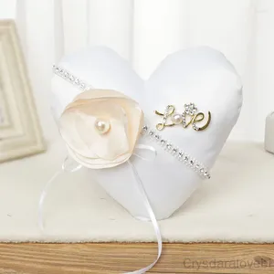 Parti dekorasyon beyaz şeftali kalp dantel düğün aşk yüzüğü yastık çiçek kız dağınık el sepeti batı
