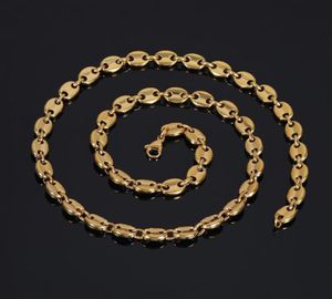 1824 -дюймовый рукави с хип -хоп формируйте колье из нержавеющей стали 18 тыс. Золотая кофейная кофейное ожерелье 28276323041