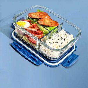 Bento Boxes New Style Lunch Box Glass 1050ML Microwave Food Container Company Q240427