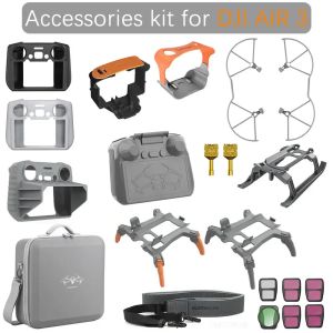 Aksesuarlar Aksesuarlar Kit Combo DJI Air 3 Landing Dişli Pervane Koruma Kafesi Digi RC 2 Kontrolör Silikon Kılıfı Güneş Kaput Çanta