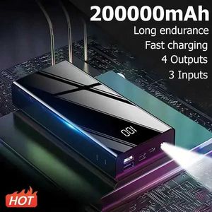 Питание мобильного телефона Банки 200000mah Power Bank большой емкость LCD Powerbank Внешнее батарея USB Портативное зарядное устройство для мобильного телефона для Samsung Xiaomi iPhone J240428