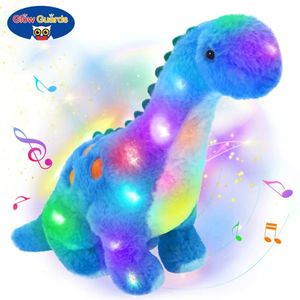Светодиодная шикарная игрушечная игрушка синий милый динозавр фаршированные животные мягкие удобные детские подушки подушки для девочек спят 240416