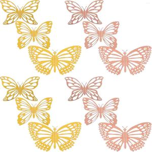 Fiori decorativi 48 pezzi farfalle 3d decalcomanie decoro farfalla di fiori vuoti per muro fai -da -te adesivi piccoli ornamenti di carta