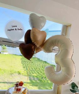 Parti Dekorasyonu 32/40inch Dev Numara Balon Krem Doğum Günü 0-9 Büyük Karamel Mylar Balonlar Jumbo Bebek Duş