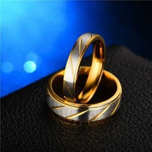 Alyans Titanyum Çelik Çift Yüzük Altın Renk Dalgası Düğün Düğün Sonsuzluk Yüzük Erkekler ve Kadın Nişan Takı Hediyeleri