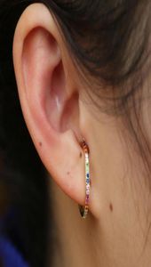 2019 Yeni Tasarımcı Kadınlar Renkli CZ Circle Ear Kumba Sargısı Klip Küpe Altın Renk Düğün Piercing Dualpurpose Mücevher Kulüpleri2911352381