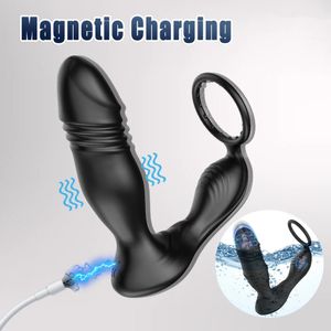 Bluetooth -анальные вибраторы, толкающие простату массажер вибратор для мужчин гей -заглушка Удаленная мужская секс -игрушка пары 240423