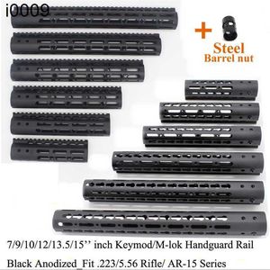 Taktik Siyah 7/9/10/12/13.5/15 inç Keymod/M-Lok Handguard Ray Ücretsiz Şamandıra Montaj Sistemi Çelik Namlu Somun