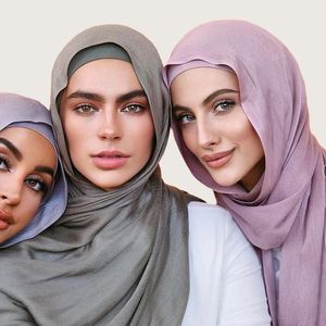 Viskoz hicab seti eşleşen renk kapağı düz pamuk modal modal müslüman kadın eşarp yumuşak şal rayon çift dikişler kenar atkı hijab 240419