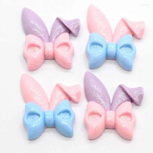 Dekoratif Çiçekler 50/100 PCS Reçine Kawaii Yay Kulakları Düz ​​Cabochon Kulak Sızıntıları Saç Takı için Scrapbooking DIY