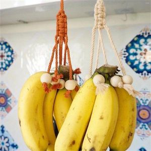 Dekoratif Figürinler 1pc Yaratıcı Muz Askı El Yapımı Pamuk Halat Dokuma Kemer Ahşap Boncuk Meyve Dükkanı Mutfak Asma Ekran Araç Malzemeleri
