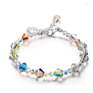 Strand Lovely Coloful Crystal Glass Stank Stone Beadeds Браслеты Женщины мода сладкая Reiki Healing Energy Bangles Girls Jewelry Gift