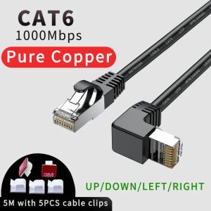 Kontroller Cat6 Ethernet Calbe 90 Derece Sağlık Beyaz RJ45 Ethernet Kablosu Sağ açılı KAT 6 Yama Kablosu Yüksek Hızlı Ağ Yama Kablosu