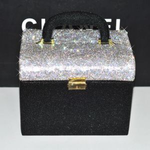 Бункеры Crystal Diamond Portable Cosmetic Case Leather с высококачественным изогнутым косметическим сумкой для хранения хранения ручной работы для макияжа для хранения