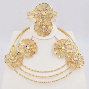 Дизайн золотой серьги с серьгами -колье Big Set Fashion for Women Weddings Gift Party Dubai Africa Jewellery Wholesale Set 240425