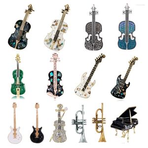 Броши музыкальные инструменты виолонги на скрипкой гитары фортепиано