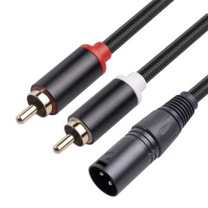 Mikrofonlar 3pin XLR Erkek - 2RCA Erkek Mikrofon Ses Kablosu Y Dönüştürücü 1M 2M Canon Halk To Double RCA Public Mixer Lotus