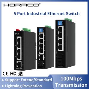Switches horaco Industrial Gigabit Poe Switch 5/6 Port 100/1000bazet DIN IP30 Network Ethernet Switch Lightning Koruması MAX BT90W