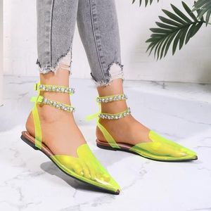 Sıradan ayakkabılar artı boyutlu ayak ayak parmağı sandaletler yaz düz moda plastik rhinestones kapalı ayak bileği kayışı kadınlar