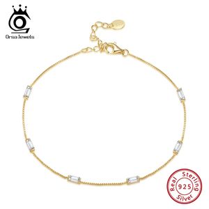 Orsa Jewels 925 Sterling Gümüş Zirkon Bilezik Dainty AAAA Kübik Zirkonya Düğün Nişan Takı SB172 240423