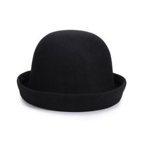 Новая розничная розничная маленькая девочка Fedora Hat Dome Cap Дети одевать шляпы детские шапки для шляп шерсти шерстяной шляп для боулера 5491897