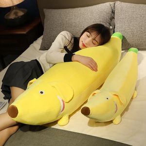 80/100/120 см длиной банановой подушка милая желтая собака плюшевые игрушки Korea appease кукол подарки на день рождения для детей, ребенок 240426