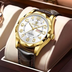 Binbond Fashion Mens Sports Watches for Men Retro Big Dial Quartz Watch Классическая мужская повседневная коричневая кожа 240417