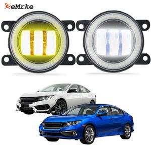 Eemrke LED Sis Farları Montajı Honda Civic X FC 2015-2020 için 30W/ 40W Clear Lens Angel Gözleri Drl Araba PTF Gündüz Çalışma 12V Sis Lambası