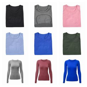 Kadın Yoga Kısa Kollu Uzun Kollu Düz Renk Çıplak Spor Şekillendirme Bel Sıkı Fitness Gevşek Jogging Spor Giyim T-Shirt Yüksek Elastik Nefes alabilmesi